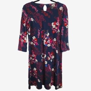 J. Jill  Wearever Collection Florel Print 3/4 Sleeve Dress Size Small Purple